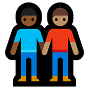 Emoji 👨🏾‍🤝‍👨🏽 Due Uomini Che Si Tengono Per Mano: Carnagione Abbastanza Scura E Carnagione Olivastra su Microsoft Windows 10 May 2019 Update.