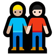 Emoji 👨🏼‍🤝‍👨🏻 Due Uomini Che Si Tengono Per Mano: Carnagione Abbastanza Chiara E Carnagione Chiara su Microsoft Windows 10 May 2019 Update.