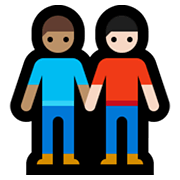 Émoji 👨🏽‍🤝‍👨🏻 Deux Hommes Se Tenant La Main : Peau Légèrement Mate Et Peau Claire sur Microsoft Windows 10 May 2019 Update.