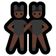 👯🏿‍♂️ Emoji Hombres Con Orejas De Conejo, Tono De Piel Oscuro en Microsoft Windows 10 May 2019 Update.