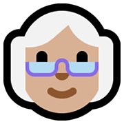 Émoji 👵🏼 Femme âgée : Peau Moyennement Claire sur Microsoft Windows 10 May 2019 Update.