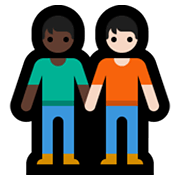 🧑🏿‍🤝‍🧑🏻 Emoji sich an den Händen haltende Personen: dunkle Hautfarbe, helle Hautfarbe Microsoft Windows 10 May 2019 Update.