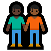 🧑🏿‍🤝‍🧑🏾 Emoji sich an den Händen haltende Personen: dunkle Hautfarbe, mitteldunkle Hautfarbe Microsoft Windows 10 May 2019 Update.