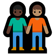 🧑🏿‍🤝‍🧑🏽 Emoji sich an den Händen haltende Personen: dunkle Hautfarbe, mittlere Hautfarbe Microsoft Windows 10 May 2019 Update.