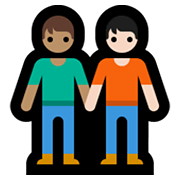 Émoji 🧑🏽‍🤝‍🧑🏻 Deux Personnes Se Tenant La Main : Peau Légèrement Mate Et Peau Claire sur Microsoft Windows 10 May 2019 Update.