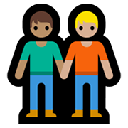 🧑🏽‍🤝‍🧑🏼 Emoji sich an den Händen haltende Personen: mittlere Hautfarbe, mittelhelle Hautfarbe Microsoft Windows 10 May 2019 Update.