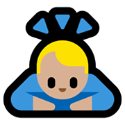 Emoji 🙇🏼 Persona Che Fa Un Inchino Profondo: Carnagione Abbastanza Chiara su Microsoft Windows 10 May 2019 Update.