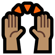 🙌🏽 Emoji zwei erhobene Handflächen: mittlere Hautfarbe Microsoft Windows 10 May 2019 Update.