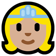 Émoji 👸🏼 Princesse : Peau Moyennement Claire sur Microsoft Windows 10 May 2019 Update.