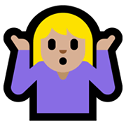 🤷🏼 Emoji schulterzuckende Person: mittelhelle Hautfarbe Microsoft Windows 10 May 2019 Update.