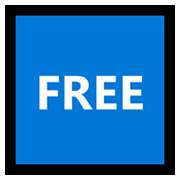 🆓 Emoji Wort „Free“ in blauem Quadrat Microsoft Windows 10 May 2019 Update.
