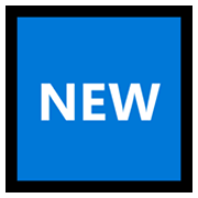 🆕 Emoji Wort „New“ in blauem Quadrat Microsoft Windows 10 May 2019 Update.