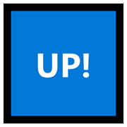 🆙 Emoji Schriftzug „UP!“ im blauen Quadrat Microsoft Windows 10 May 2019 Update.