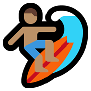Émoji 🏄🏽 Personne Faisant Du Surf : Peau Légèrement Mate sur Microsoft Windows 10 May 2019 Update.