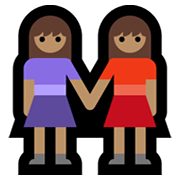 👭🏽 Emoji Duas Mulheres De Mãos Dadas: Pele Morena na Microsoft Windows 10 May 2019 Update.