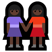 Émoji 👭🏿 Deux Femmes Se Tenant La Main : Peau Foncée sur Microsoft Windows 10 May 2019 Update.