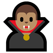 Emoji 🧛🏽 Vampiro: Carnagione Olivastra su Microsoft Windows 10 May 2019 Update.
