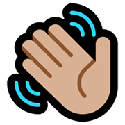 👋🏼 Emoji winkende Hand: mittelhelle Hautfarbe Microsoft Windows 10 May 2019 Update.