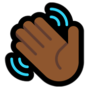 👋🏾 Emoji winkende Hand: mitteldunkle Hautfarbe Microsoft Windows 10 May 2019 Update.