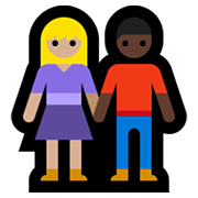 Emoji 👩🏼‍🤝‍👨🏿 Uomo E Donna Che Si Tengono Per Mano: Carnagione Abbastanza Chiara E Carnagione Scura su Microsoft Windows 10 May 2019 Update.