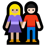 👩🏼‍🤝‍👨🏻 Emoji Mann und Frau halten Hände: mittelhelle Hautfarbe, helle Hautfarbe Microsoft Windows 10 May 2019 Update.