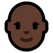 👩🏿‍🦲 Emoji Frau: dunkle Hautfarbe, Glatze Microsoft Windows 10 May 2019 Update.