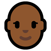 👩🏾‍🦲 Emoji Frau: mitteldunkle Hautfarbe, Glatze Microsoft Windows 10 May 2019 Update.
