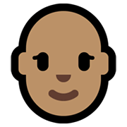 👩🏽‍🦲 Emoji Frau: mittlere Hautfarbe, Glatze Microsoft Windows 10 May 2019 Update.