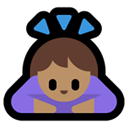 Emoji 🙇🏽‍♀️ Donna Che Fa Inchino Profondo: Carnagione Olivastra su Microsoft Windows 10 May 2019 Update.
