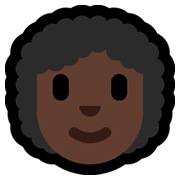 👩🏿‍🦱 Emoji Frau: dunkle Hautfarbe, lockiges Haar Microsoft Windows 10 May 2019 Update.