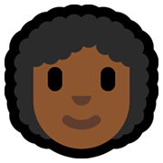 👩🏾‍🦱 Emoji Frau: mitteldunkle Hautfarbe, lockiges Haar Microsoft Windows 10 May 2019 Update.