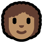 👩🏽‍🦱 Emoji Frau: mittlere Hautfarbe, lockiges Haar Microsoft Windows 10 May 2019 Update.