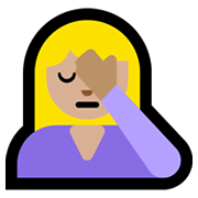 🤦🏼‍♀️ Emoji sich an den Kopf fassende Frau: mittelhelle Hautfarbe Microsoft Windows 10 May 2019 Update.
