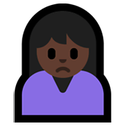 🙍🏿‍♀️ Emoji missmutige Frau: dunkle Hautfarbe Microsoft Windows 10 May 2019 Update.