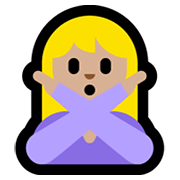 🙅🏼‍♀️ Emoji Frau mit überkreuzten Armen: mittelhelle Hautfarbe Microsoft Windows 10 May 2019 Update.