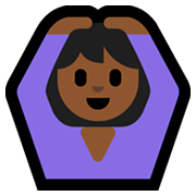 🙆🏾‍♀️ Emoji Frau mit Händen auf dem Kopf: mitteldunkle Hautfarbe Microsoft Windows 10 May 2019 Update.