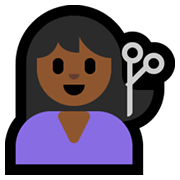 💇🏾‍♀️ Emoji Mulher Cortando O Cabelo: Pele Morena Escura na Microsoft Windows 10 May 2019 Update.