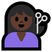 💇🏿‍♀️ Emoji Frau beim Haareschneiden: dunkle Hautfarbe Microsoft Windows 10 May 2019 Update.