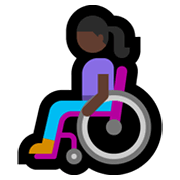 👩🏿‍🦽 Emoji Frau in manuellem Rollstuhl: dunkle Hautfarbe Microsoft Windows 10 May 2019 Update.