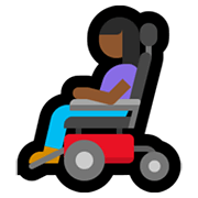 👩🏾‍🦼 Emoji Mulher Em Cadeira De Rodas Motorizada: Pele Morena Escura na Microsoft Windows 10 May 2019 Update.