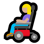 👩🏼‍🦼 Emoji Mulher Em Cadeira De Rodas Motorizada: Pele Morena Clara na Microsoft Windows 10 May 2019 Update.