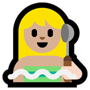 🧖🏼‍♀️ Emoji Frau in Dampfsauna: mittelhelle Hautfarbe Microsoft Windows 10 May 2019 Update.