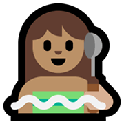 🧖🏽‍♀️ Emoji Frau in Dampfsauna: mittlere Hautfarbe Microsoft Windows 10 May 2019 Update.