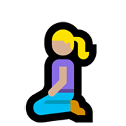 🧎🏼‍♀️ Emoji Mujer De Rodillas: Tono De Piel Claro Medio en Microsoft Windows 10 May 2019 Update.