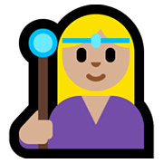Emoji 🧙🏼‍♀️ Maga: Carnagione Abbastanza Chiara su Microsoft Windows 10 May 2019 Update.