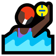 🤽🏿‍♀️ Emoji Wasserballspielerin: dunkle Hautfarbe Microsoft Windows 10 May 2019 Update.