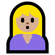 🙎🏼‍♀️ Emoji schmollende Frau: mittelhelle Hautfarbe Microsoft Windows 10 May 2019 Update.