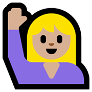 🙋🏼‍♀️ Emoji Mulher Levantando A Mão: Pele Morena Clara na Microsoft Windows 10 May 2019 Update.