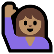 🙋🏽‍♀️ Emoji Mulher Levantando A Mão: Pele Morena na Microsoft Windows 10 May 2019 Update.
