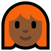 👩🏾‍🦰 Emoji Mulher: Pele Morena Escura E Cabelo Vermelho na Microsoft Windows 10 May 2019 Update.